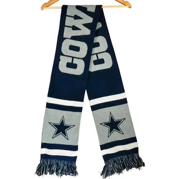 Cowboys NFL Unisex Knit‎ Winter Fall Warm Cozy Fringed Neck Scarf One Size - Picture 1 of 2